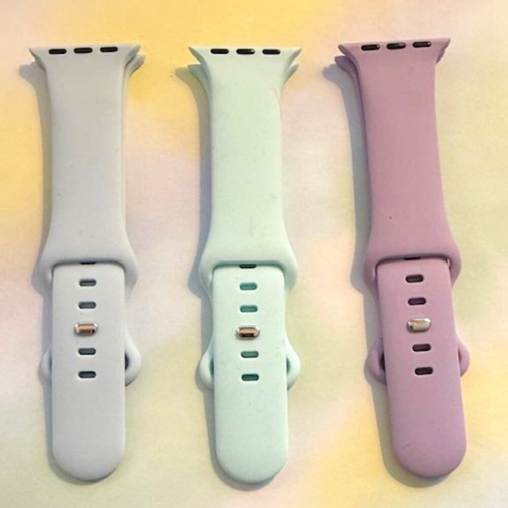 (3) Silicone Waterproof Strap Bands Compatible w Apple Watch